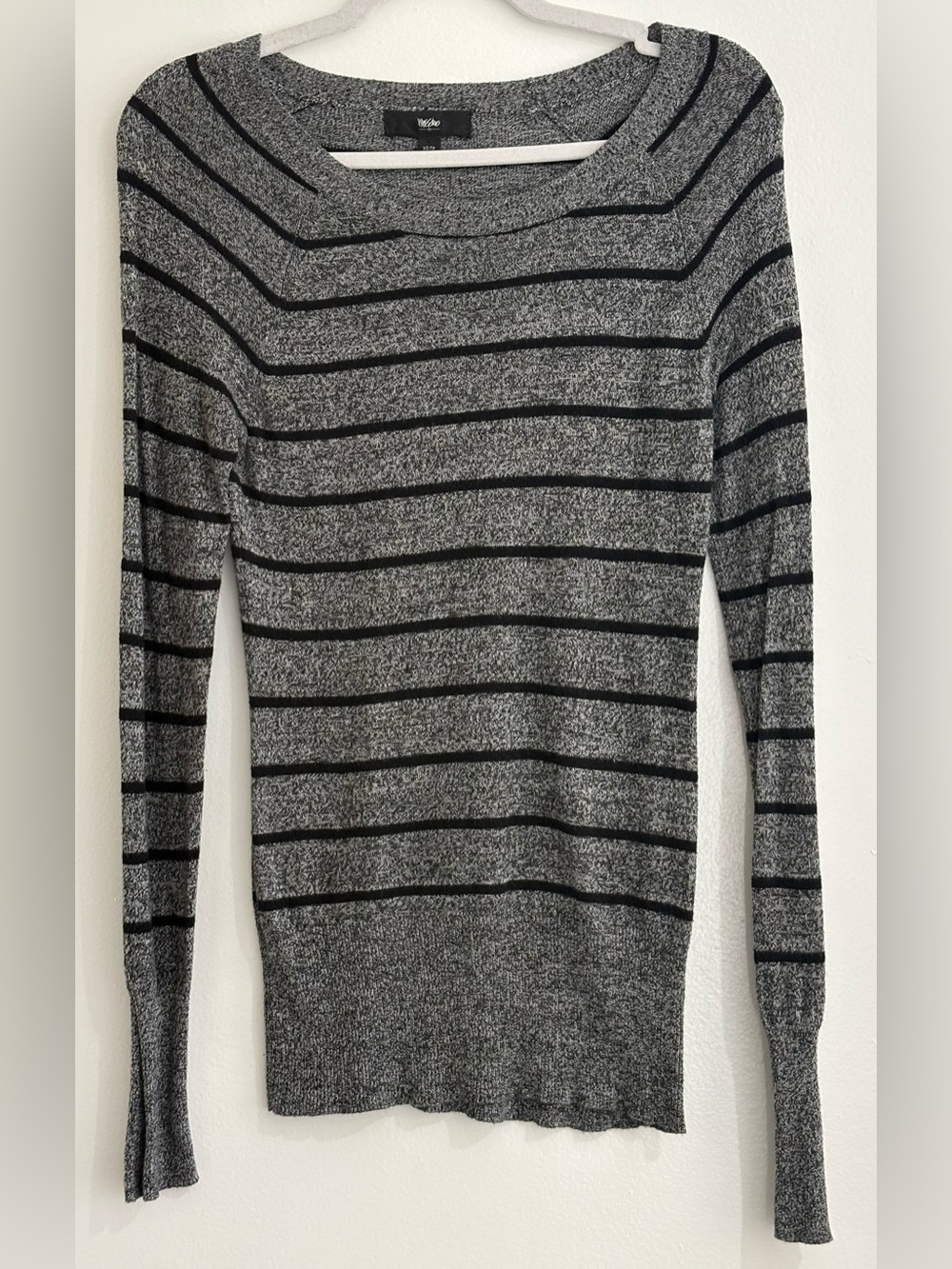 Mossimo Gray Black Striped Lightweight Knit Sweater XS